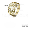 Flower Pattern Hollow Out 304 Stainless Steel Finger Rings FS-WGDCC5F-06-2