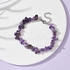 Natural Amethyst Chips Beaded Bracelet BJEW-JB09686-01-4