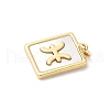 Brass Pave Natural White Shell Pendants KK-S522-09G-E-3