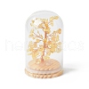 Natural Yellow Quartz Chips Money Tree in Dome Glass Bell Jars with Wood Base Display Decorations DJEW-B007-04F-1