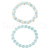 2Pcs 2 Styles Transparent Glass Round Beads & Natural White Shell Beads Stretch Bracelets for Men Women BJEW-JB11846-2