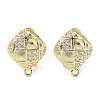 Rhombus Brass Micro Pave Cubic Zirconia Stud Earrings Finding KK-E083-06G-1