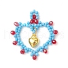Glass Seed Beaded Heart Pendants PALLOY-MZ00588-04-1