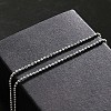 Anti-Tarnish Rhodium Plated 925 Sterling Silver Multi-strand Ball Chain Anklet with Tiny Oval Charm JA190A-6