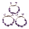 Adjustable Natural Amethyst Braided Bead Bracelets for Women BJEW-U035-02F-4
