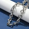 304 Stainless Steel Textured Double Ring Link Chain Necklaces NJEW-S453-02P-C-3
