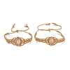 Natural Rose Quartz Oval Braided Bead Bracelets BJEW-K236-01I-1