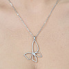 201 Stainless Steel Hollow Butterfly Pendant Necklace NJEW-OY001-97-1