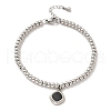 304 Stainless Steel Rhombus Charm Bracelet with Enamel BJEW-B057-10P-1