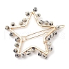 2Pcs Moon & Star Alloy with Natural Dalmatian Jasper Hollow Hair Barrettes PHAR-JH00105-03-4