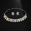 Oval Alloy Glass Pendant Necklaces & Stud Earrings Sets FS-WG19BF3-01-1