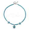 Synthetic Turquoise Sea Turtle & Starfish Pendant Beaded Necklaces NJEW-JN05210-01-4
