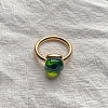 Square 304 Stainless Steel with Glass Finger Rings FS-WG8AAFA-17-1