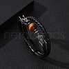 Black PU Leather Cord Braided Bracelets PW-WG503E5-02-3