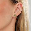 Elegant Brass Flat Round with Butterfly Stud Earrings ND1367-1