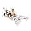 7Pcs 7 Styles Dyed Synthetic Turquoise Starfish & Alloy Sea Animals Pendants PALLOY-JF03754-06-4