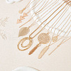 ANATTASOUL 8Pcs 8 Style Triangle & Leaf & Flat Round & Rectangle Alloy Pendant Necklace with Cable Chains NJEW-AN0001-15-4