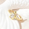 Mother's Day Rings Clear Cubic Zirconia Open Cuff Rings RJEW-A061-03G-5