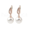 Round Brass Micro Pave Clear Cubic Zirconia Dangle Earrings EJEW-D318-01RG-4