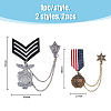 SUPERFINDINGS 2Pcs 2 Style Republique Francaise Eagle & Leaf Hanging Charms Lapel Pins with Safety Chains JEWB-FH0001-18-2