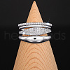 4Pcs Brass Micro Pave Clear Cubic Zirconia Finger Rings & Brass Finger Rings Set FS-WG9B944-02-2