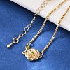 Brass Micro Pave Cubic Zirconia Birthday Flower Link Bracelets BJEW-U031-01G-08-3