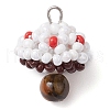Seed Beads & Natural Tiger Eye Beaded Charms PALLOY-MZ00333-01-1