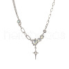 Alloy & 304 Stainless Steel & Synthetic Moonstone Star Pendant Necklaces for Women FS-WG61037-01-4