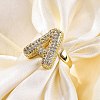 Rack Plating Brass Micro Pave Clear Cubic Zirconia Cuff Finger Rings for Women RJEW-M028-01G-7