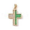 Rack Plating Brass Micro Pave Cubic Zirconia Pendants KK-H476-14G-1