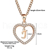Heart Brass Micro Pave Clear Cubic Zirconia Pendant Necklaces WGA8162-15-2