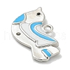 Platinum Brass Enamel Robin Bird Pendants KK-L224-060P-02-2