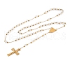 Ion Plating(IP) Crucifix Cross 304 Stainless Steel Rosary Bead Necklaces NJEW-M075-03G-01-1