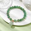 Natural Green Aventurine Stretch Bracelets with Teardrop Charms for Women BJEW-JB10110-02-2