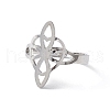 Non-Tarnish Heart with Sailor's Knot 304 Stainless Steel Hollow Open Cuff Ring for Women RJEW-E073-02P-2