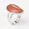 Adjustable Gemstone Brass Rings RJEW-N024-02A-3