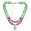 Plastic Beaded Irregular Pendant Double Layer Necklaces for Women FS-WG0EC0F-01-5