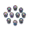 Rack Plating Rainbow Color Alloy Beads PALLOY-S180-337-1