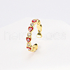 Brass Micro Pave Cubic Zirconia Open Cuff Rings with Enamel BR9134-1-1