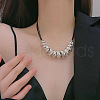 Alloy Knot Beaded Pendant Necklace with Waxed Ropes for Women NJEW-Q391-04S-2