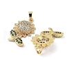 Sunflower Charms Rack Plating Brass Micro Pave Clear Cubic Zirconia Pendants KK-G482-16G-2