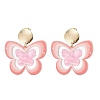 Brass Printing Acrylic Butterfly Dangle Stud Earrings EJEW-JE06431-01-2