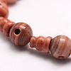Natural Wood Lace Stone 3-Hole Guru Beads Strands G-J365-11-3