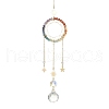Wire Wrapped Chakra Gemstone & Brass Pendant Decorations HJEW-TA00075-03-1