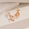 Geometric Star and Moon Brass Pave Clear Cubic Zirconia Stud Earrings JJ6456-3