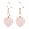 Natural Rose Quartz Heart Dangle Earrings EJEW-JE04914-2