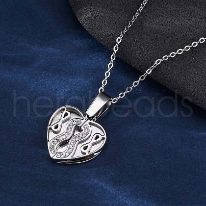 304 Stainless Steel Polymer Clay Rhinestones Heart Openable Pendant Necklaces for Women NJEW-Z065-13P-1