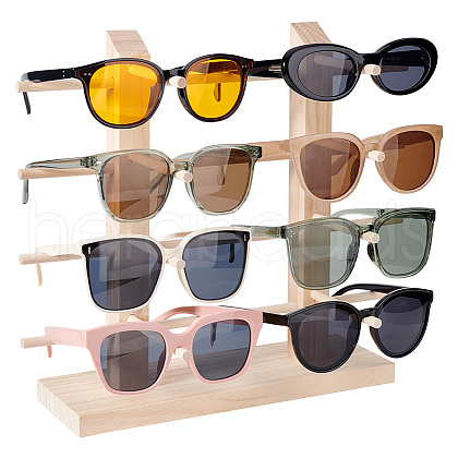 2-Row 8-Slot Wooden Eyeglasses Organizer Display Stands ODIS-WH0070-76-1