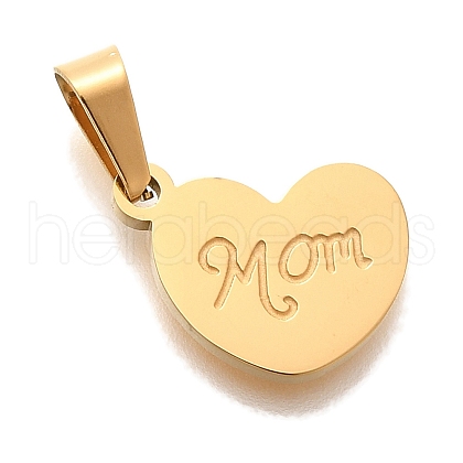 Mother's Day PVD Vacuum Plating 304 Stainless Steel Charms STAS-U035-08G-1
