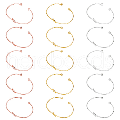 ANATTASOUL 15Pcs 3 Colors Alloy Hollow Heart Open Cuff Bangles Set for Women BJEW-AN0001-57-1